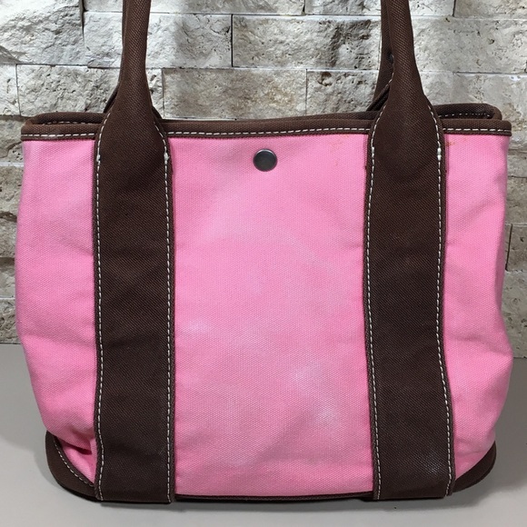 J. Crew Bags J Crew Bag Handbag Tote Leather Pink Canvas Beach Poshmark